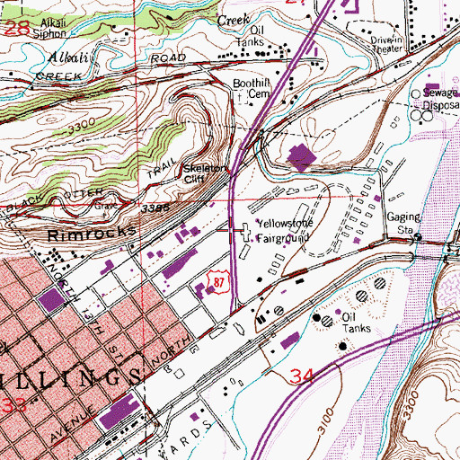 Topographic Map of MetraPark, MT
