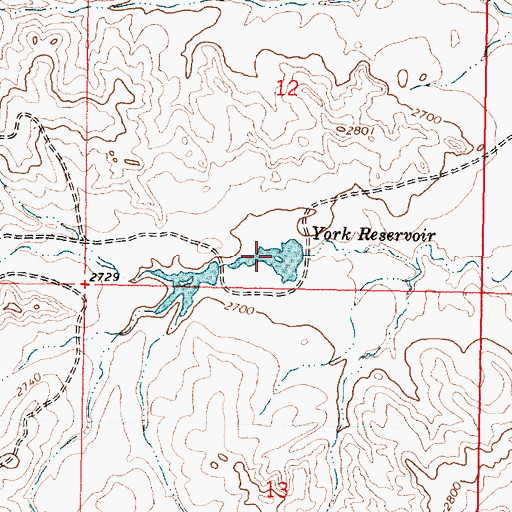 Topographic Map of York Reservoir, MT