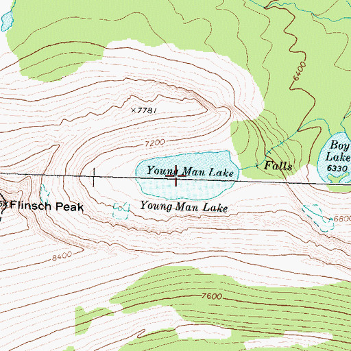 Topographic Map of Young Man Lake, MT