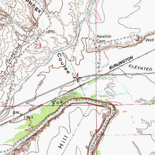 Topographic Map of Youngs Coulee, MT