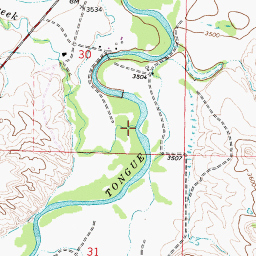 Topographic Map of Youngs Creek, WY