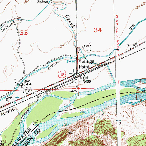 Topographic Map of Youngs Point, MT