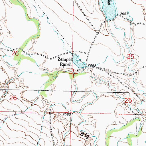 Topographic Map of Zempel Ranch, MT