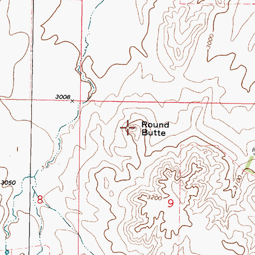 Topographic Map of Round Butte, MT