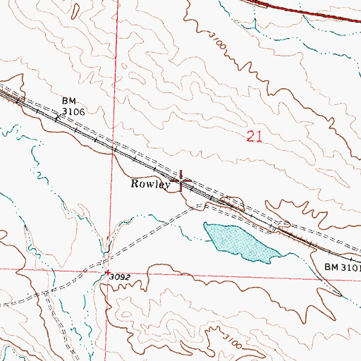 Topographic Map of Rowley, MT