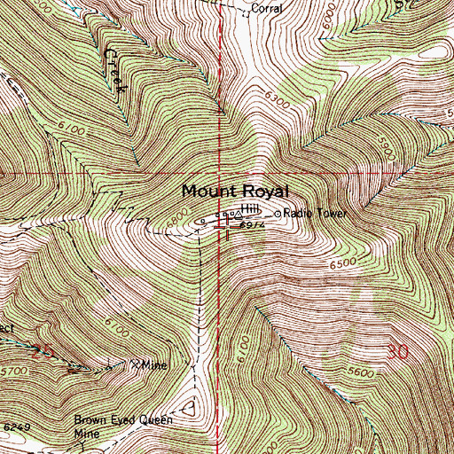 Topographic Map of Mount Royal, MT