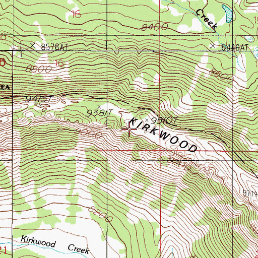 Topographic Map of Kirkwood Ridge, MT