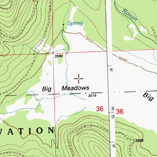 Topographic Map of Big Meadows, MT