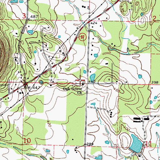 Topographic Map of Oak Grove Methodist Church, AR