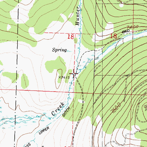 Topographic Map of Hunter Creek, MT