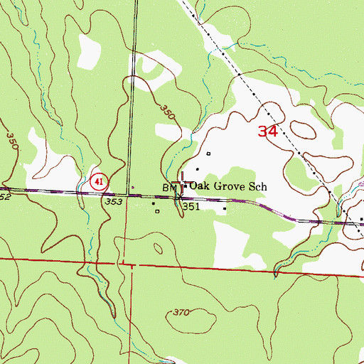 Topographic Map of Oak Grove School (historical), AR