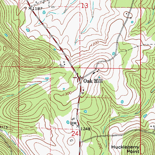 Topographic Map of Oak Hill, AR