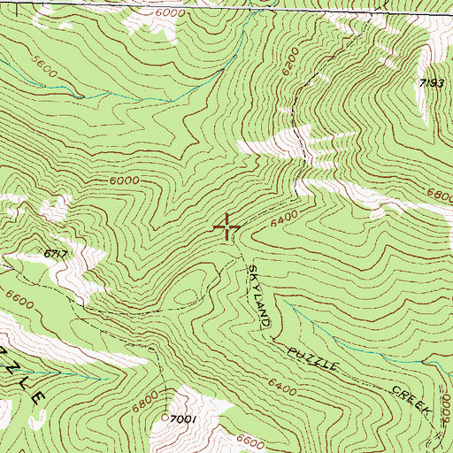 Topographic Map of Skyland-Puzzle Creek Trail, MT