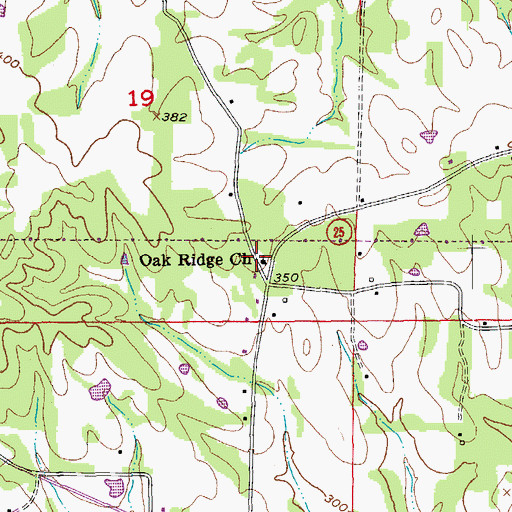 Topographic Map of Oak Ridge United Methodist Church, AR