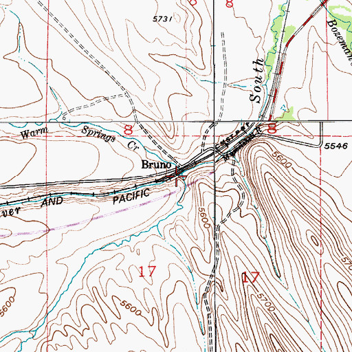 Topographic Map of Warm Springs Creek, MT