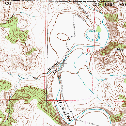 Topographic Map of Wrench Creek, MT