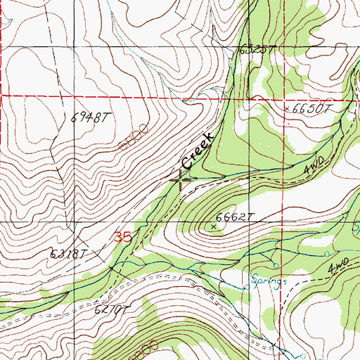 Topographic Map of Middle Fork Sun Creek, MT