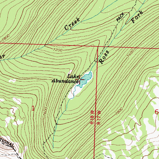 Topographic Map of Lake Abundance, MT
