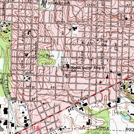 Topographic Map of Martin Luther King Junior School, AR