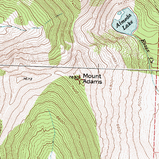 Topographic Map of Mount Adams, MT