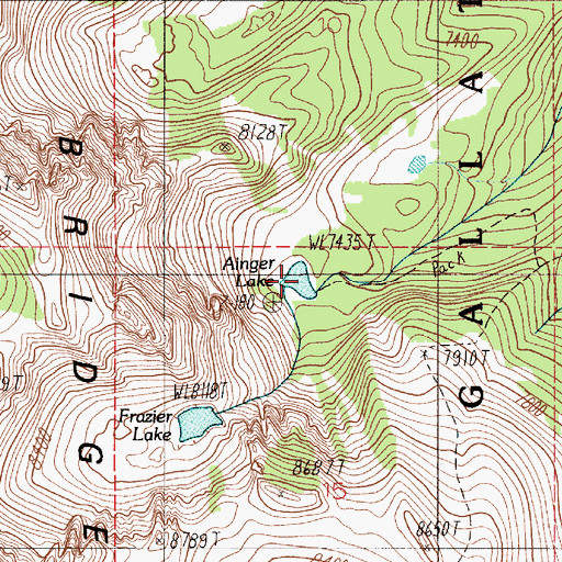 Topographic Map of Ainger Lake, MT
