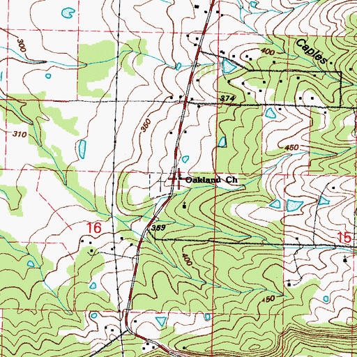 Topographic Map of Oakland Methodist Church, AR