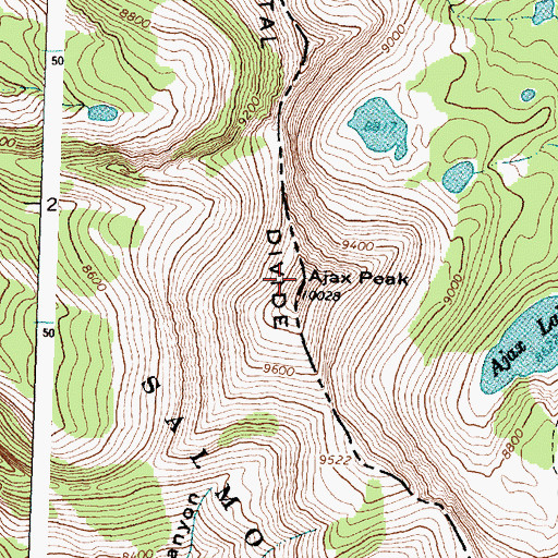 Topographic Map of Ajax Peak, MT