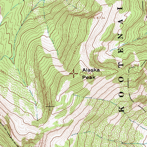 Topographic Map of Alaska Peak, MT
