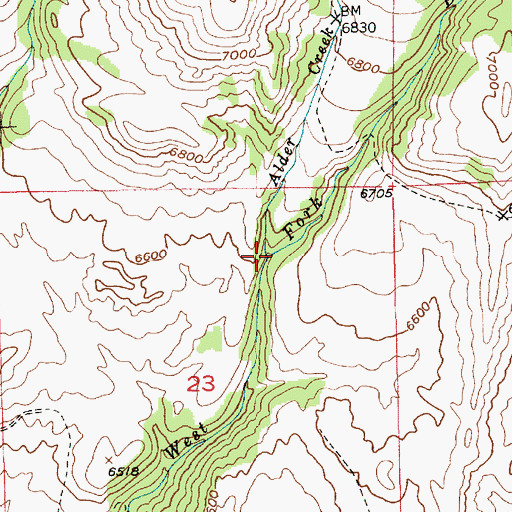 Topographic Map of Alder Creek, MT