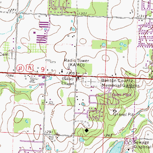 Topographic Map of Oakley Chapel United Methodist Church, AR
