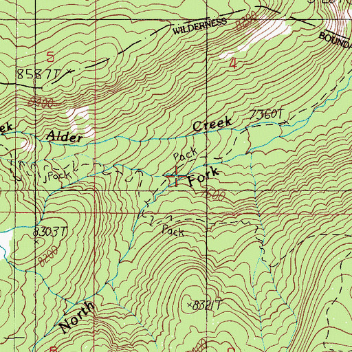 Topographic Map of Alder Creek, MT
