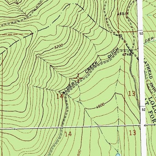 Topographic Map of Alder Creek Ditch, MT