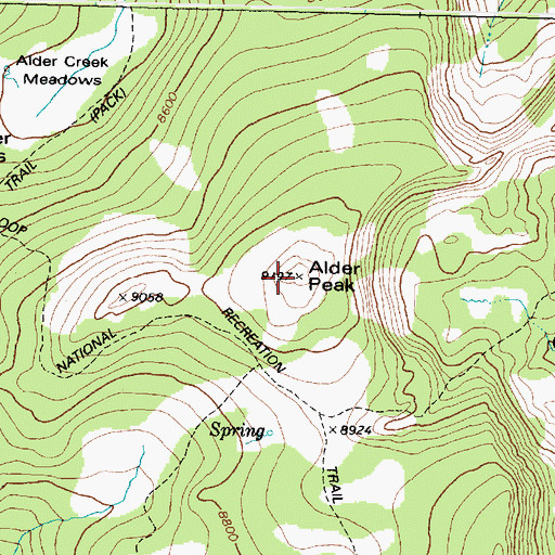 Topographic Map of Alder Peak, MT