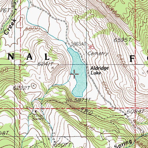 Topographic Map of Aldridge Lake, MT