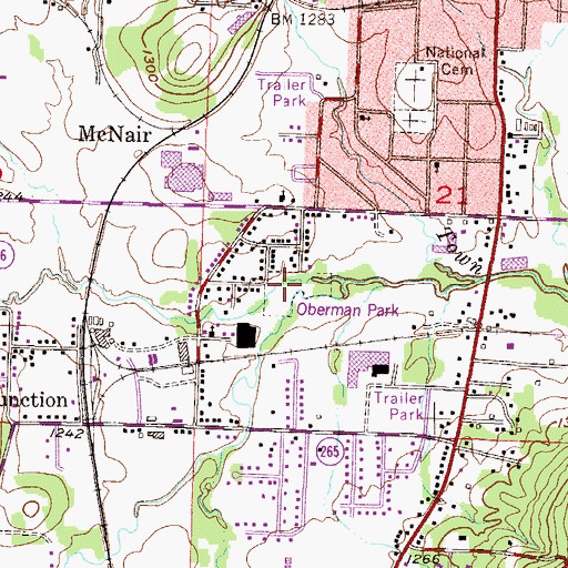 Topographic Map of Oberman Park, AR
