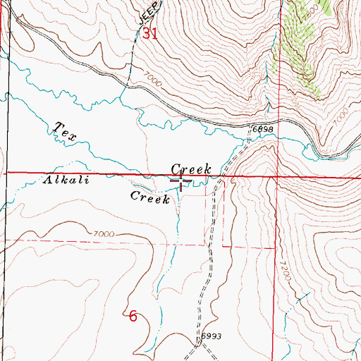 Topographic Map of Alkali Creek, MT