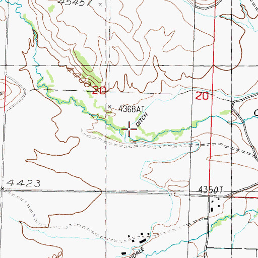 Topographic Map of Allen Dale Ditch, MT