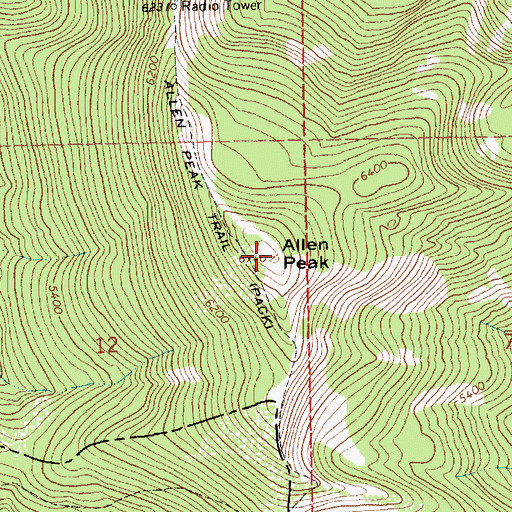 Topographic Map of Allen Peak, MT