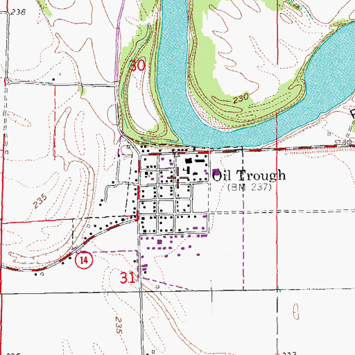 Topographic Map of Oil Trough, AR