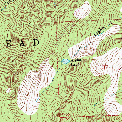Topographic Map of Alpha Lake, MT