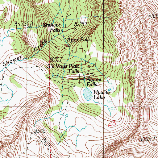Topographic Map of Alpine Falls, MT