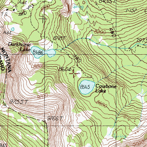 Topographic Map of Alpine Lake, MT