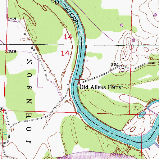 Topographic Map of Old Allens Ferry, AR