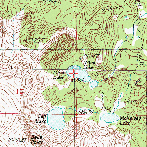 Topographic Map of Mine Lake, MT