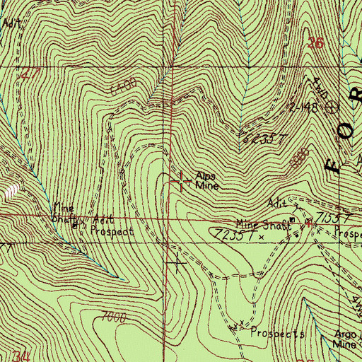 Topographic Map of Alps Mine, MT