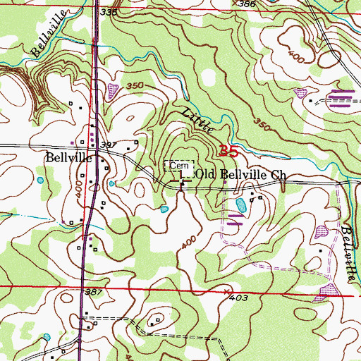 Topographic Map of Old Bellville Church, AR