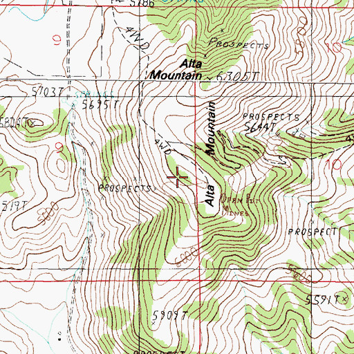 Topographic Map of Alta Mountain, MT
