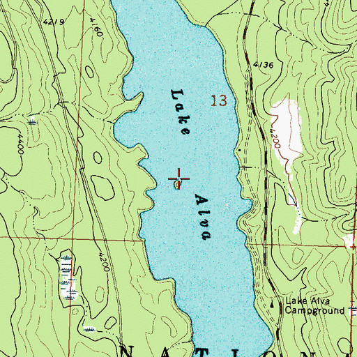 Topographic Map of Lake Alva, MT