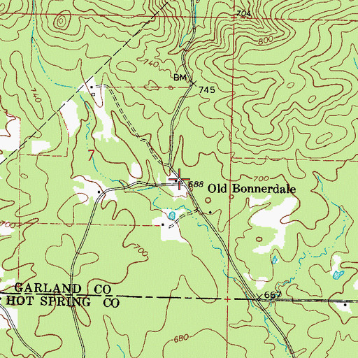 Topographic Map of Old Bonnerdale, AR