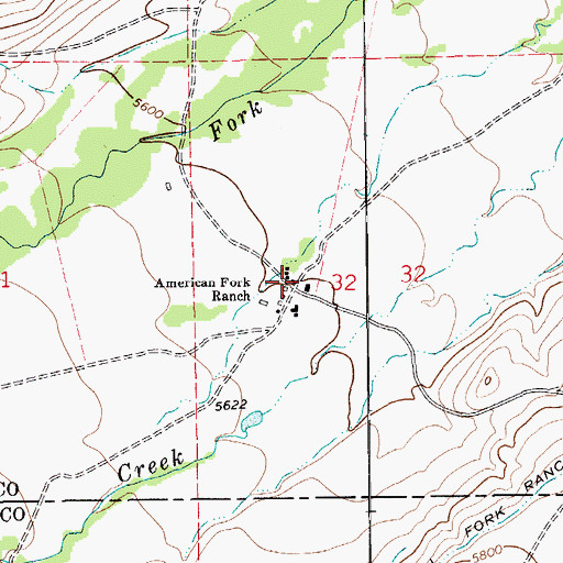 Topographic Map of American Fork Ranch, MT